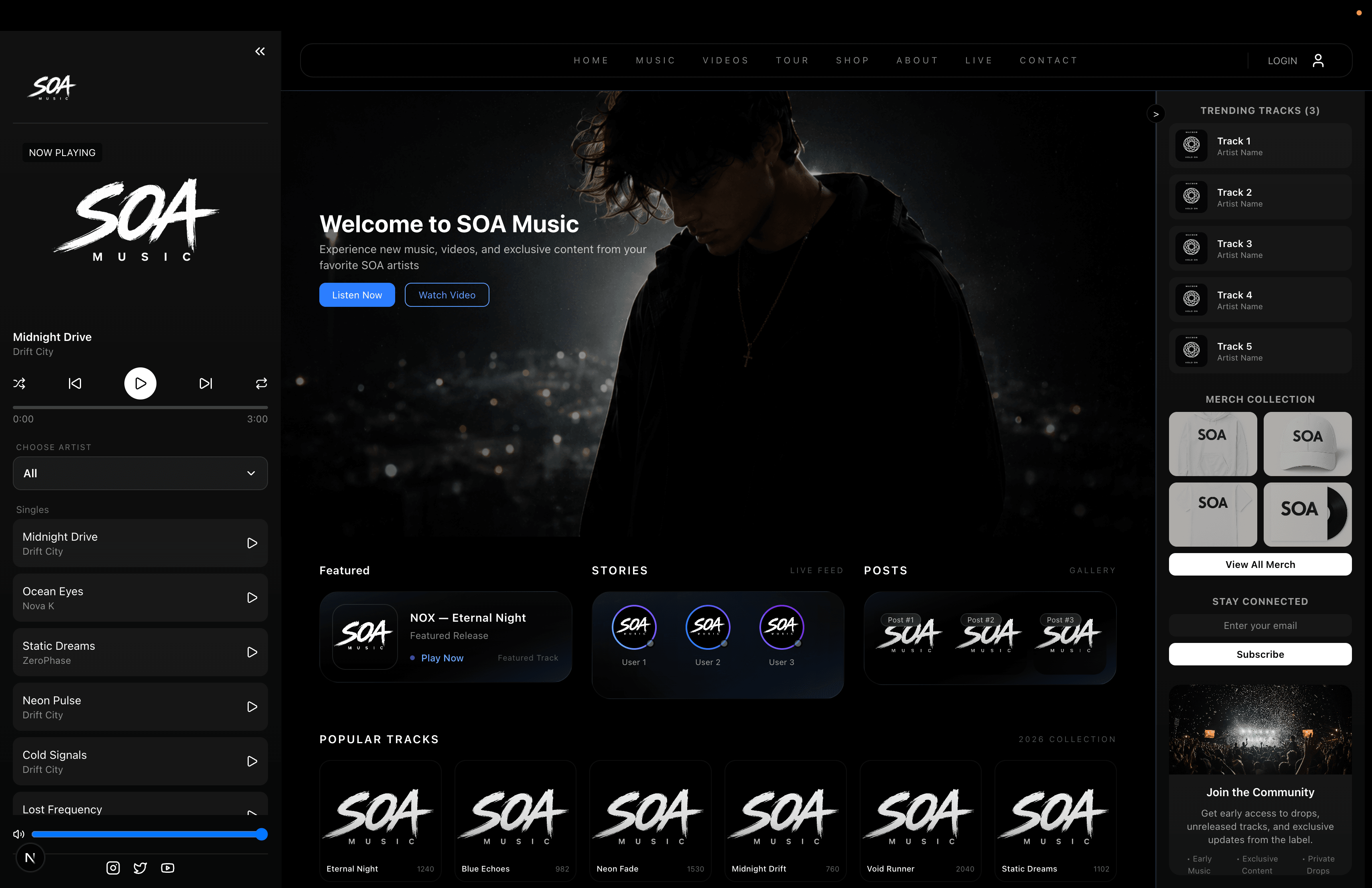 SOA Music website preview